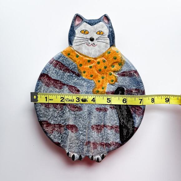 Vintage Macy's The Cellar Hand Painted Ceramic Cat Made in Italy Decor Trivet - Picture 8 of 8